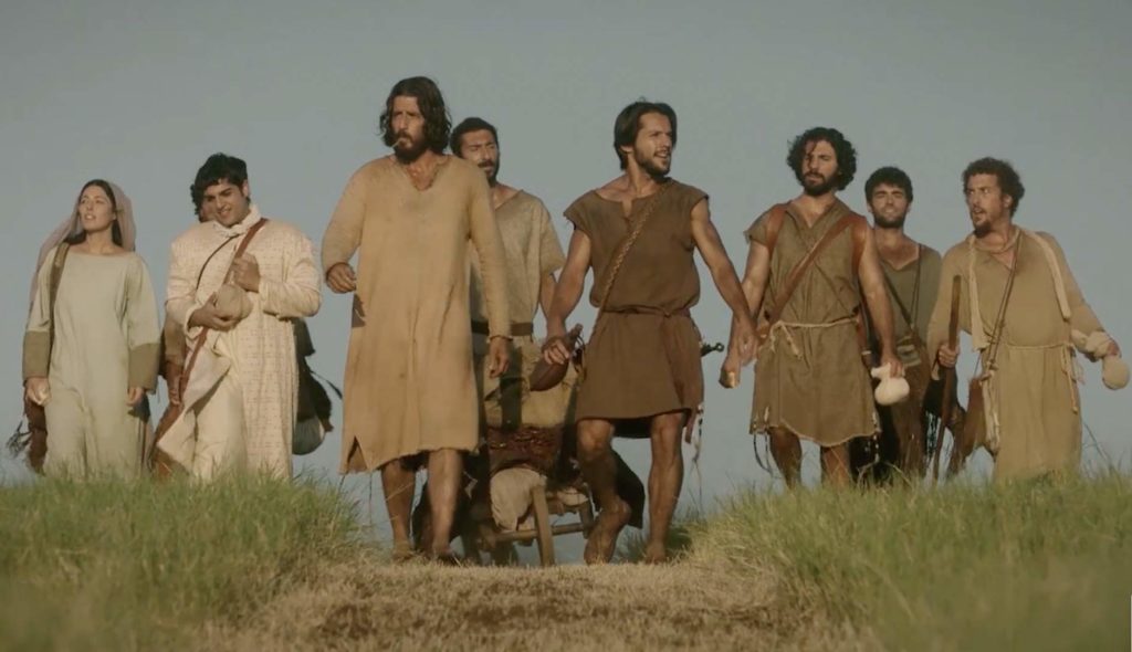 jesus walking with disciples in the chosen